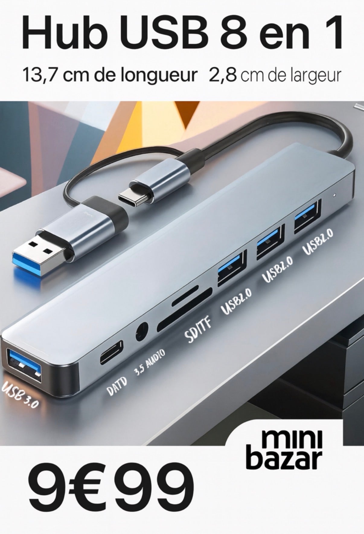 Hub USB 8 en 1