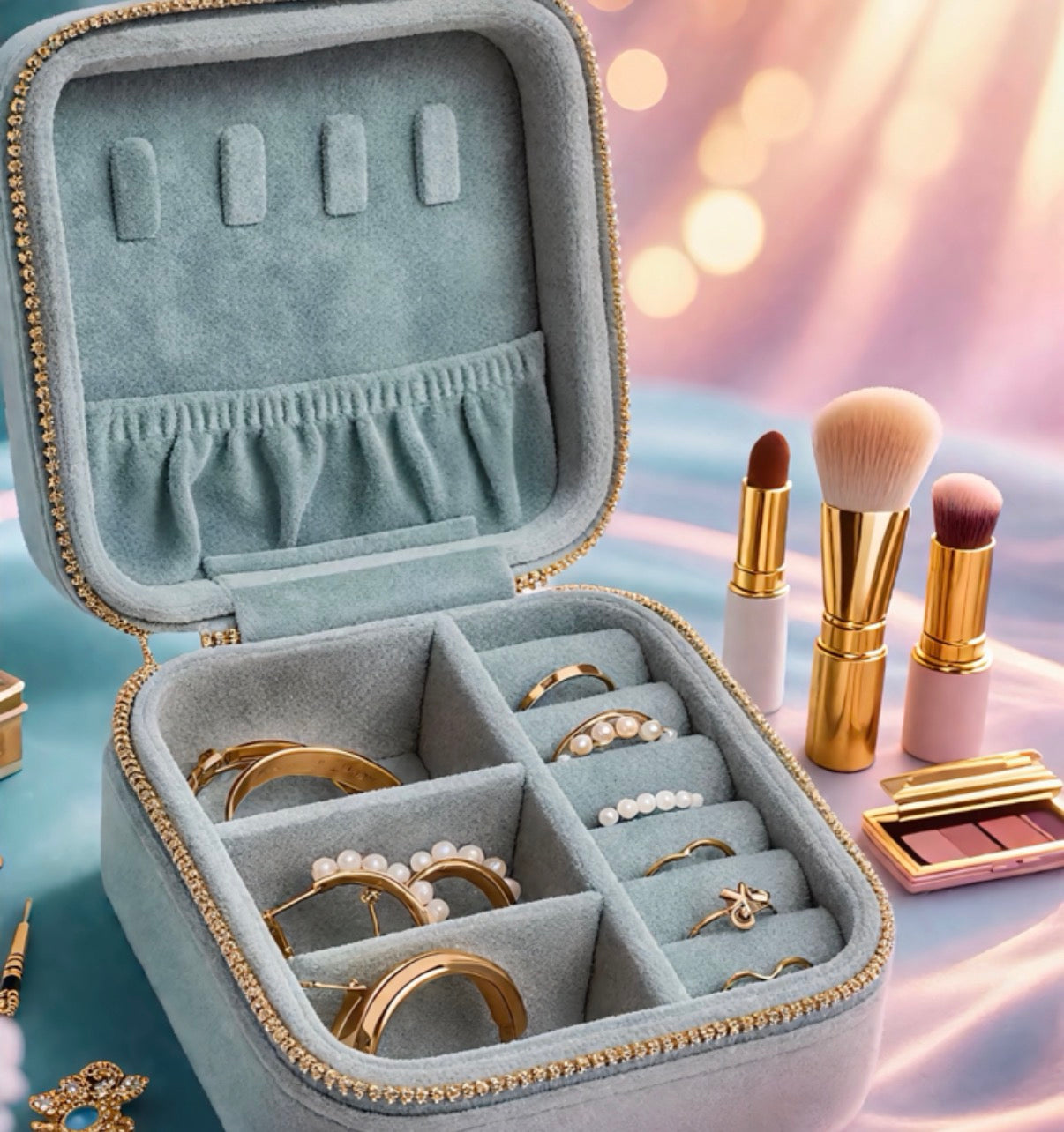 Boîte à bijoux de voyage en velours